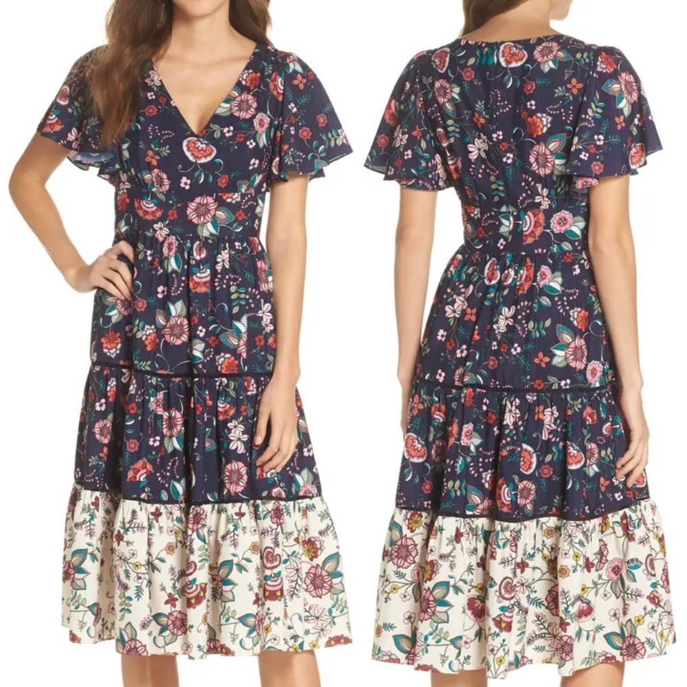 Eliza J blue floral dress